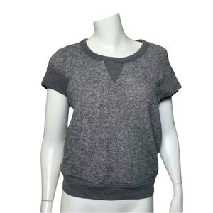 BCBG MAXAZRIA Womens Size Med Grey V-Back Criss-cross Athletic Sweater Shirt Top